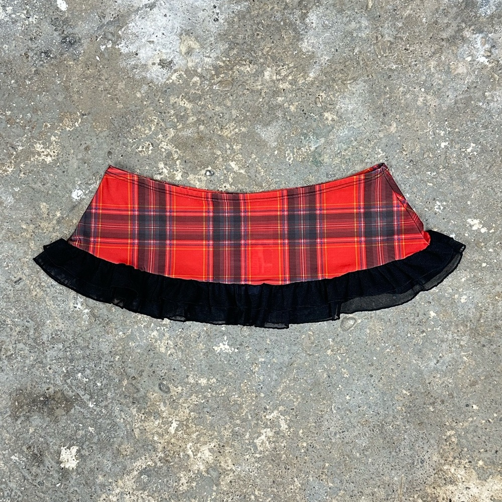 Red Plaid Ultra Mini Skirt